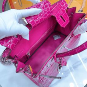Birkin 25 Shiny Alligator Pink Palladium
