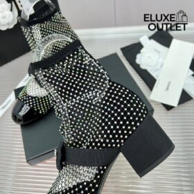 Resille Mary Jane Schwarze Mesh/ Kristalle 5.5 cm