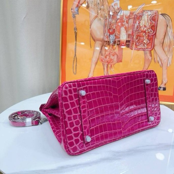 Birkin 25 Shiny Alligator Pink Palladium