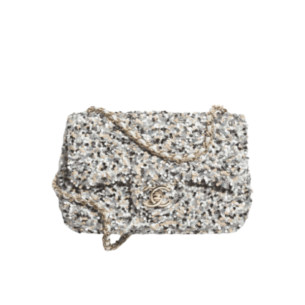 Flap Pailletten & Gold, Grau, Schwarz 20 cm