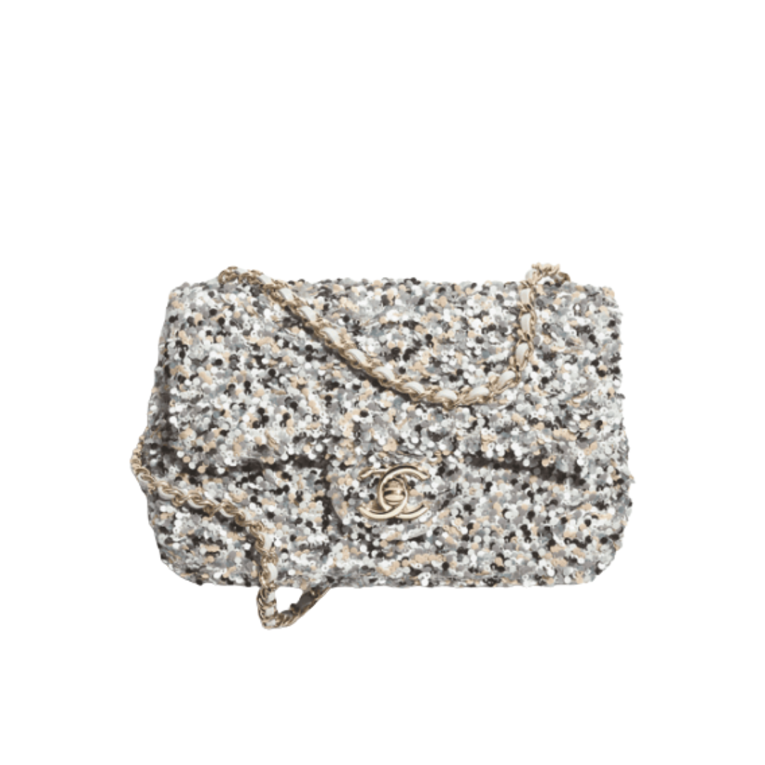 Flap Pailletten & Gold, Grau, Schwarz 20 cm