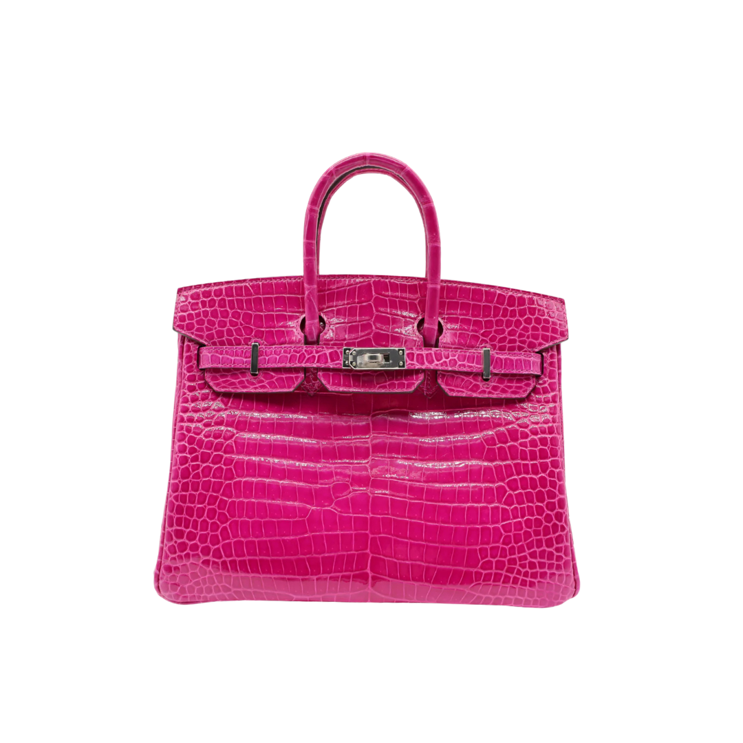 Birkin 25 Shiny Alligator Pink Palladium
