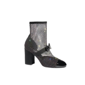 Resille Mary Jane Schwarze Mesh/ Kristalle 5.5 cm