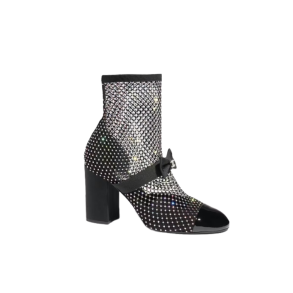 Resille Mary Jane Schwarze Mesh/ Kristalle 5.5 cm