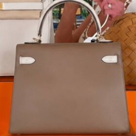 Kelly 25 Palm Print Leather Braun/Weiß 28 cm