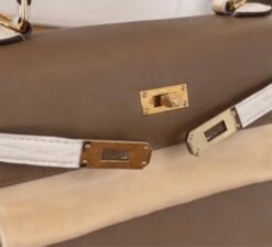 Kelly 25 Palm Print Leather Braun/Weiß 28 cm