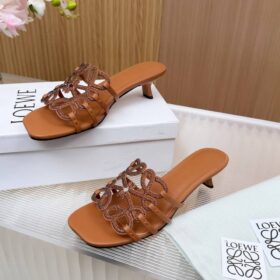 Loewe Anagram Rhinestone Slide Sandals – Cognac