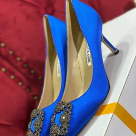 Hangisi Blau Satin Pumps 10 cm