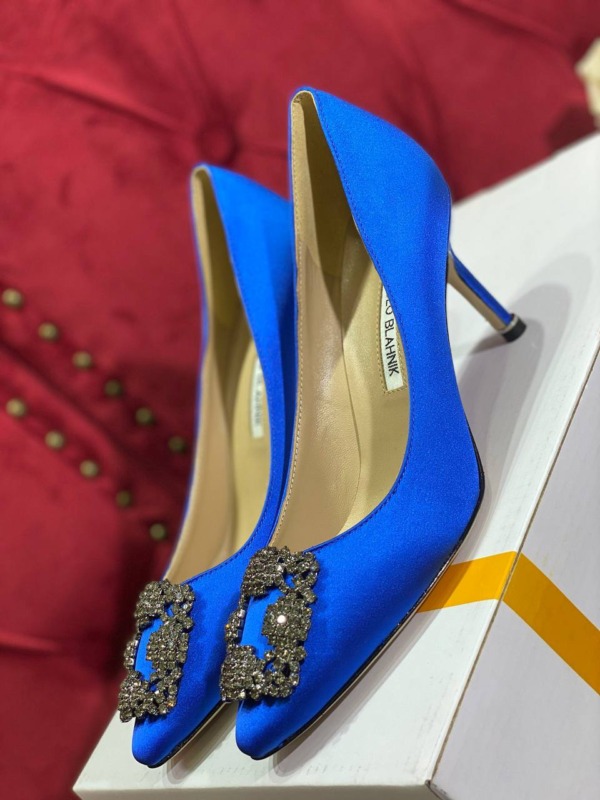 Hangisi Blau Satin Pumps 10 cm