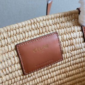 Classic Panier Small Triomphe aus geflochtenem Raffia und Kalbsleder 47cm
