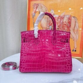 Birkin 25 Shiny Alligator Pink Palladium