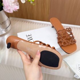 Loewe Anagram Rhinestone Slide Sandals – Cognac