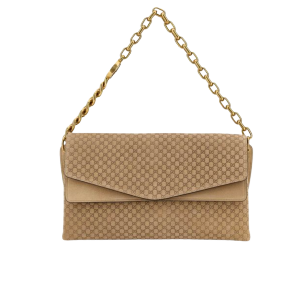 Große Schultertasche Wildleder Beige 36cm