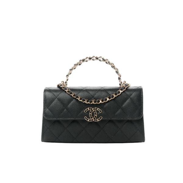 Caviar Quilted Chain Schwarz 18 cm