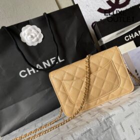 Caviar Wallet on Chain Beige/Gold 19cm