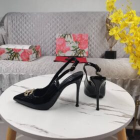 Plaque Heeled Slingback Pumps 10 cm