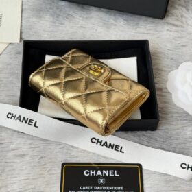 Metallisches Caviar-Kartenetui Gold 11 cm