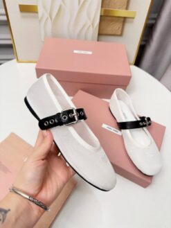 Ballerinas aus Mesh-Gewebe Weiß