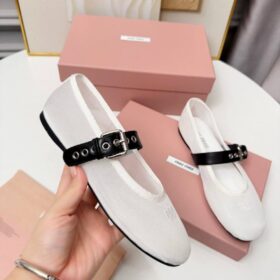 Ballerinas aus Mesh-Gewebe Weiß