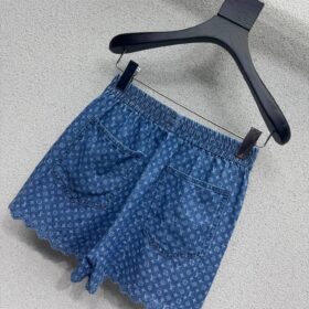 Monogram Blau Denim Mini Shorts