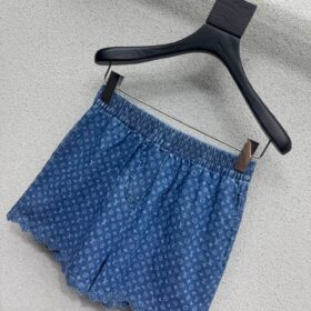 Monogram Blau Denim Mini Shorts