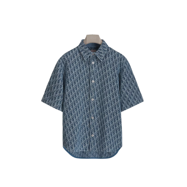 Kurzarmhemd Dior Oblique in Denim-Blau