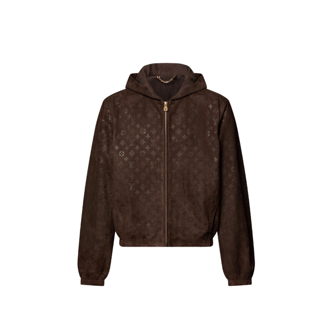 Monogram Embossed Suede Kapuzenpullover