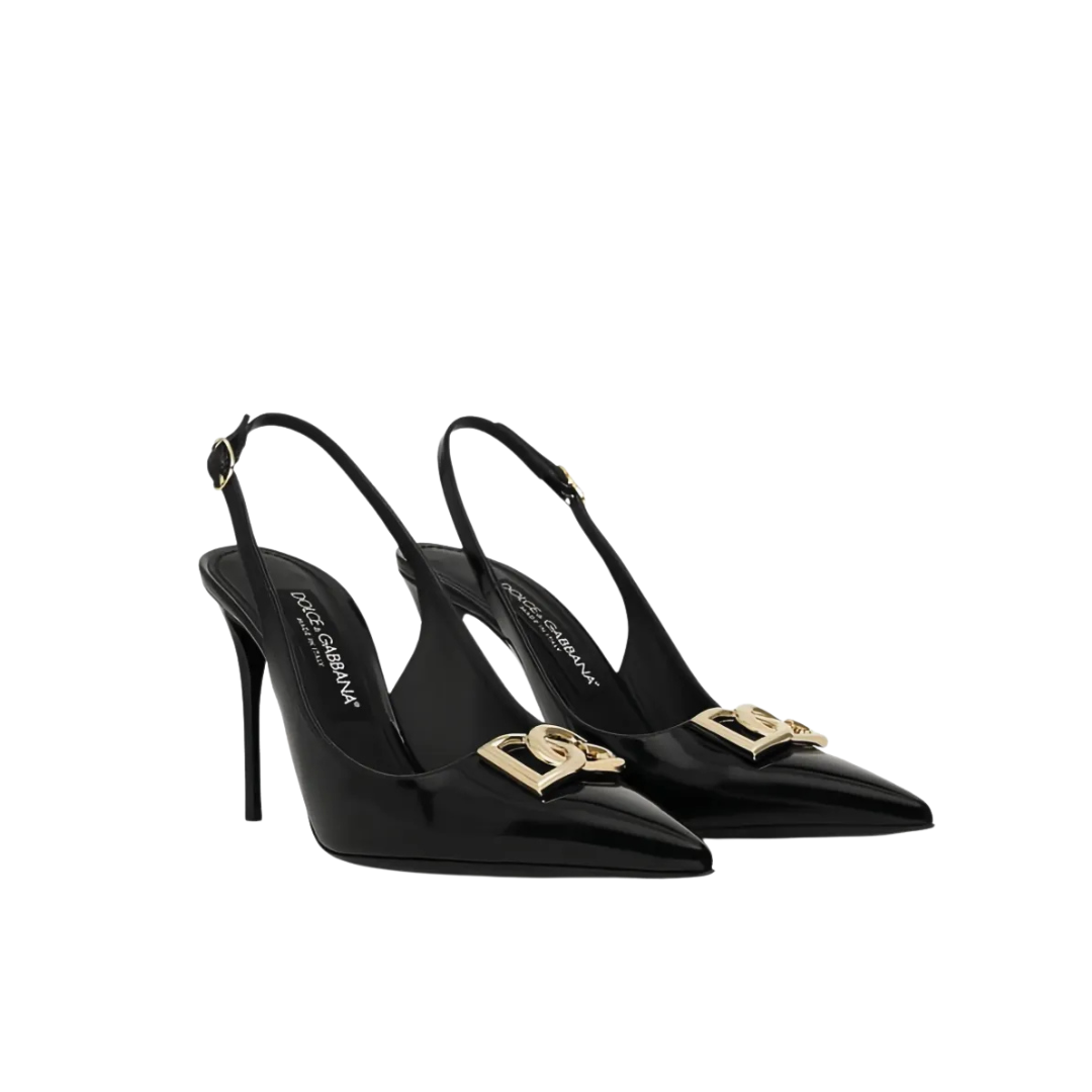 Plaque Heeled Slingback Pumps 10 cm