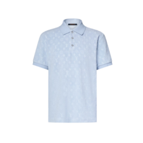 Monogram French Terry Polohemd Hellblau