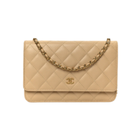 Caviar Wallet on Chain Beige/Gold 19cm