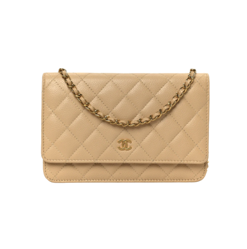 Caviar Wallet on Chain Beige/Gold 19cm