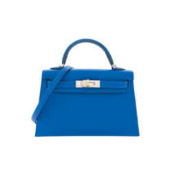 Mini Kelly Epsom Blau/Silber 19cm