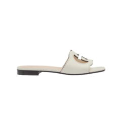 Cutout Lederslide-Sandalen Weiß