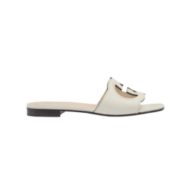 Cutout Lederslide-Sandalen Weiß