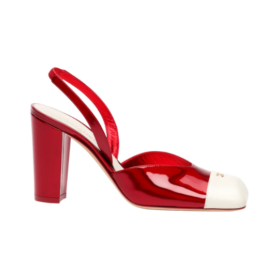 Slingpumps Weiß/Rot