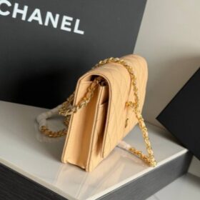 Classic Wallet on Chain in a Beige/Caviar Leather 19 cm