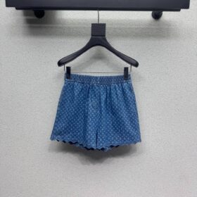 Monogram Blau Denim Mini Shorts