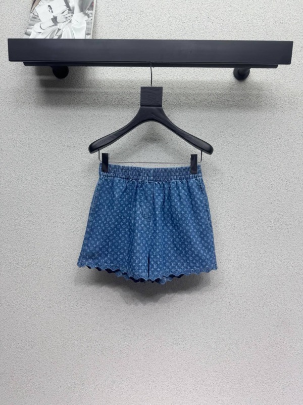 Monogram Blau Denim Mini Shorts