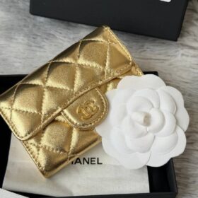 Metallisches Caviar-Kartenetui Gold 11 cm