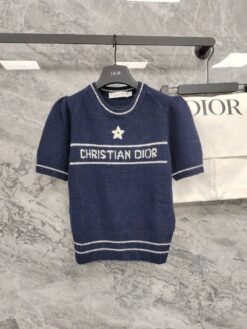 Kurzarm-Pullover Marineblau