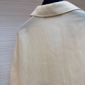 Besticktes Kurzarmhemd Hellbeige