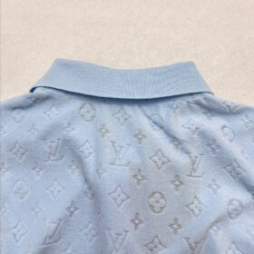 Monogram French Terry Polohemd Hellblau