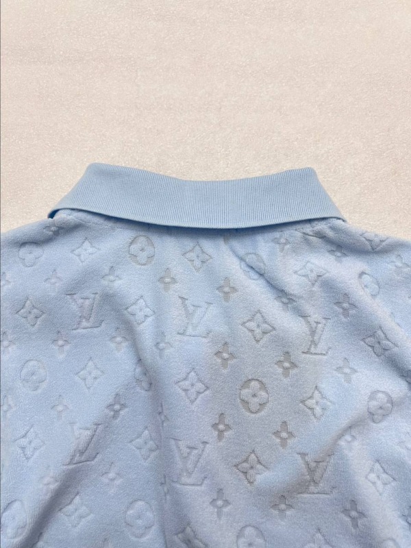 Monogram French Terry Polohemd Hellblau