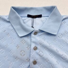 Monogram French Terry Polohemd Hellblau