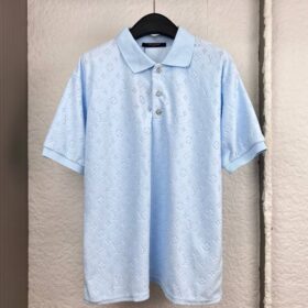 Monogram French Terry Polohemd Hellblau