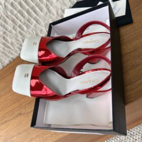 Slingpumps Weiß/Rot
