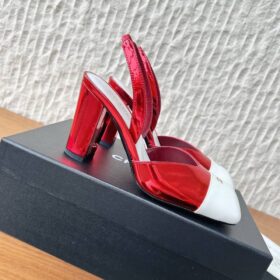 Slingpumps Weiß/Rot