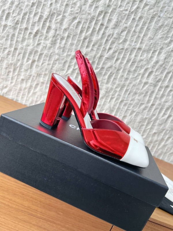 Slingpumps Weiß/Rot