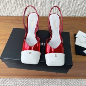 Slingpumps Weiß/Rot