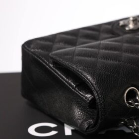 Classic Genarbtes Leder Schwarz Silber 23 cm